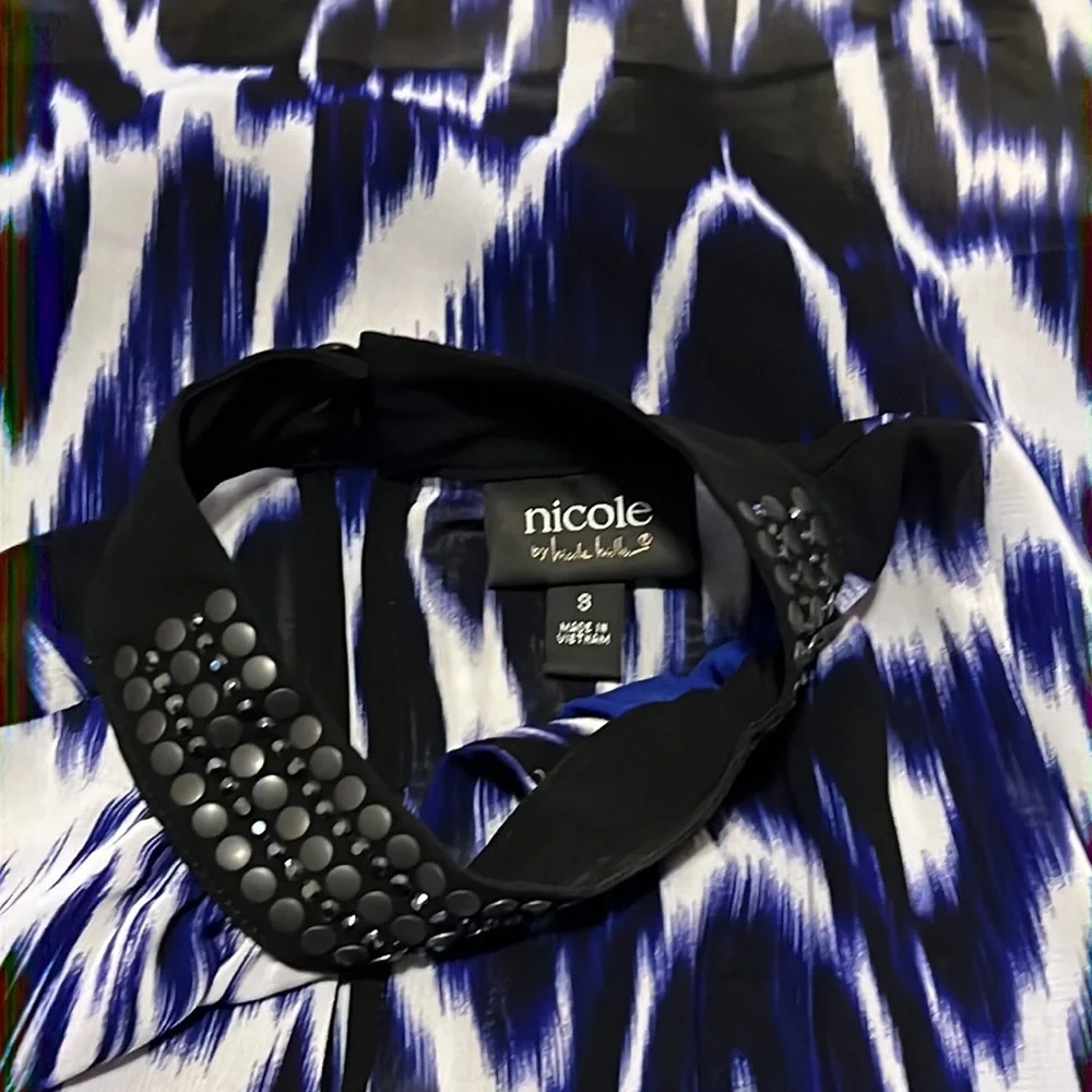 Nicole Miller embellished chiffon halter top S - Picture 3 of 5
